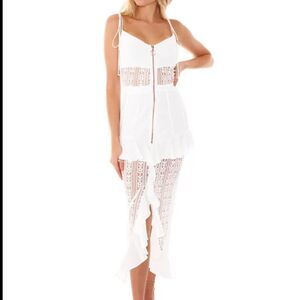 For Love & Lemons Lovebird Lace Midi Dress